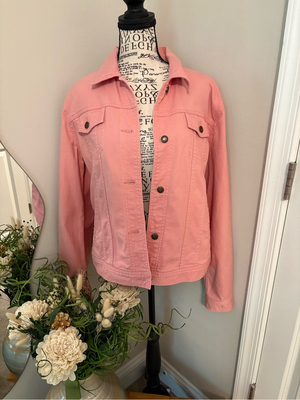 Vintage Y2K Lauren Jeans Co Ralph Lauren Coral/Pink Denim Jacket L